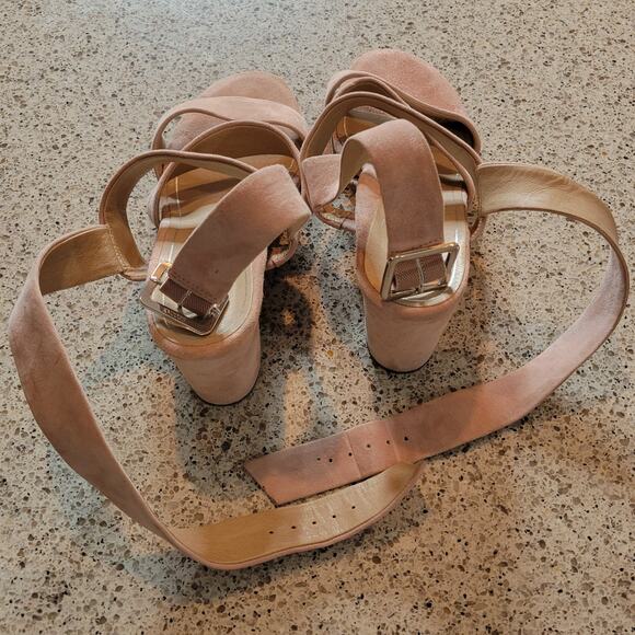 VIONIC Blaire Suede Blush Pink Wrap Around Ankle Strap Block Sandal Heels✨️9.5 - Picture 11 of 16